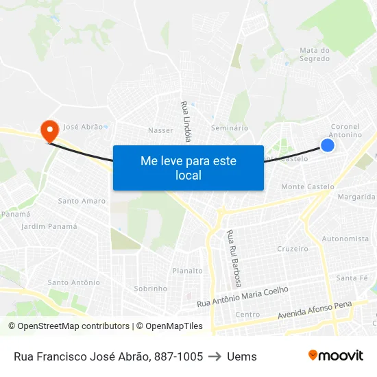 Rua Francisco José Abrão, 887-1005 to Uems map
