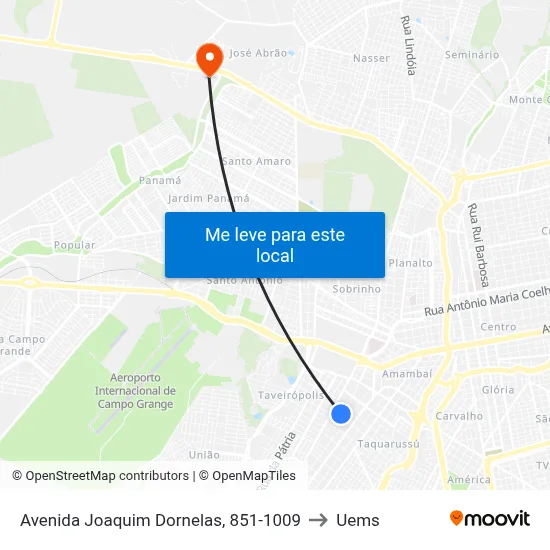 Avenida Joaquim Dornelas, 851-1009 to Uems map
