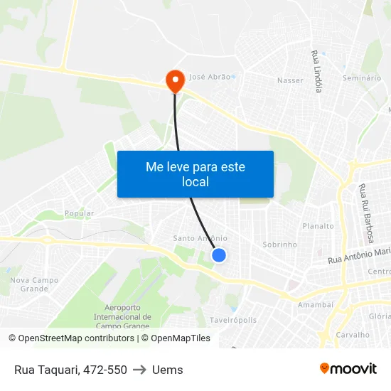 Rua Taquari, 472-550 to Uems map
