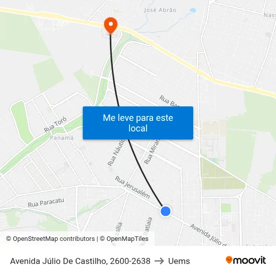 Avenida Júlio De Castilho, 2600-2638 to Uems map