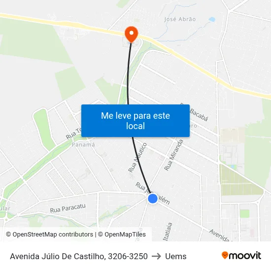 Avenida Júlio De Castilho, 3206-3250 to Uems map