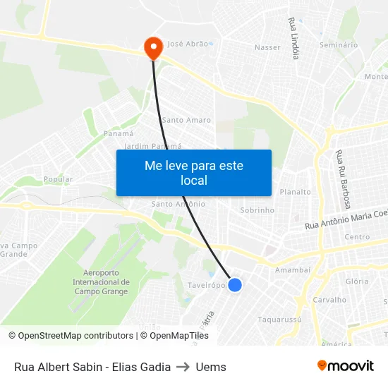 Rua Albert Sabin - Elias Gadia to Uems map