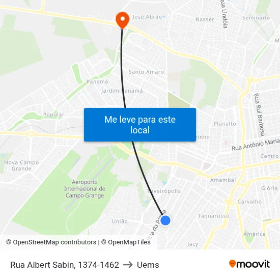 Rua Albert Sabin, 1374-1462 to Uems map