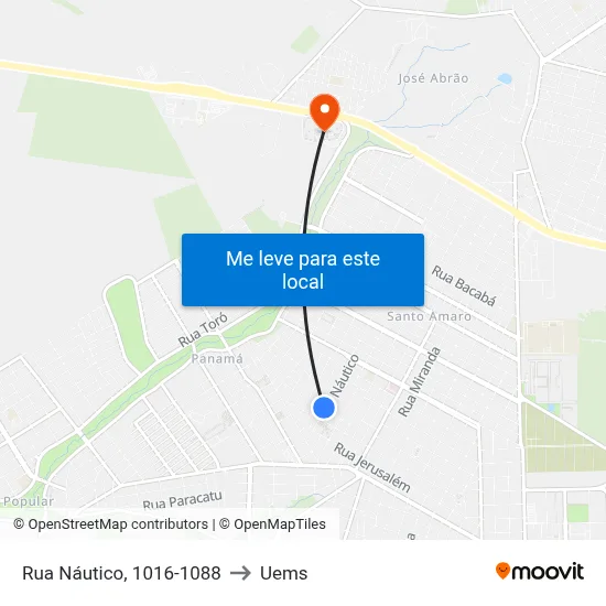 Rua Náutico, 1016-1088 to Uems map