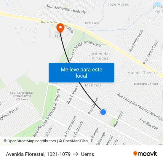 Avenida Florestal, 1021-1079 to Uems map