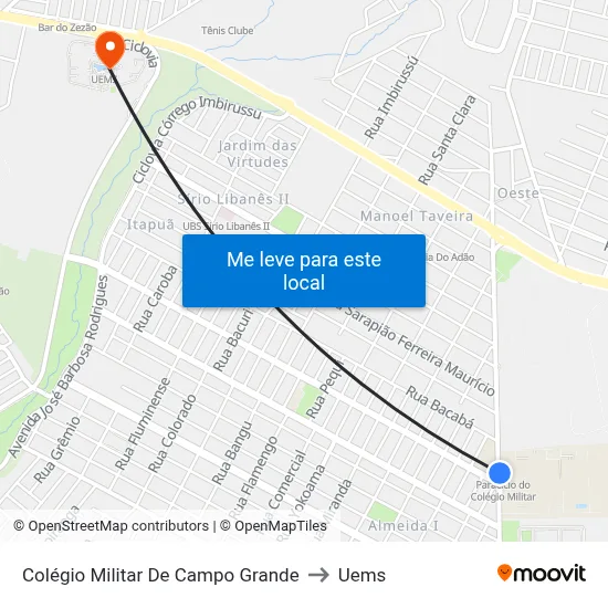 Colégio Militar De Campo Grande to Uems map