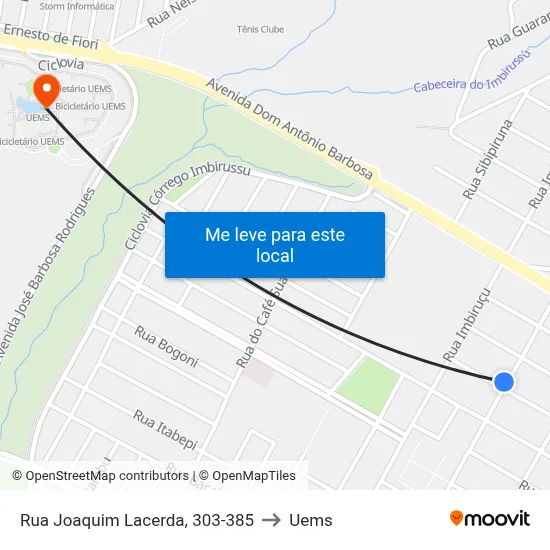 Rua Joaquim Lacerda, 303-385 to Uems map