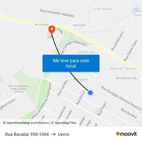Rua Bacabá, 958-1004 to Uems map