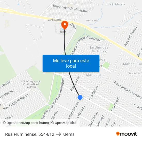 Rua Fluminense, 554-612 to Uems map