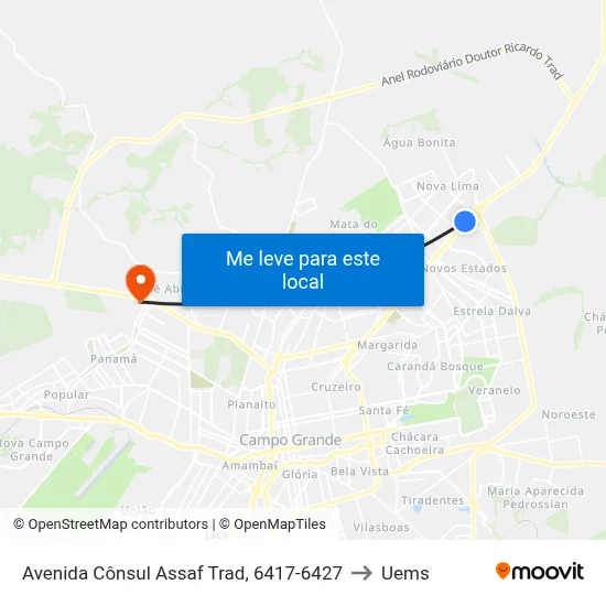 Avenida Cônsul Assaf Trad, 6417-6427 to Uems map