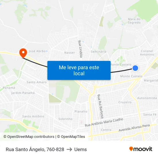 Rua Santo Ângelo, 760-828 to Uems map