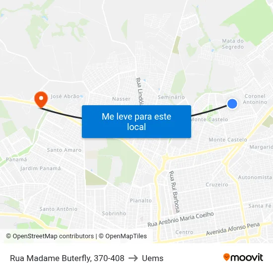 Rua Madame Buterfly, 370-408 to Uems map