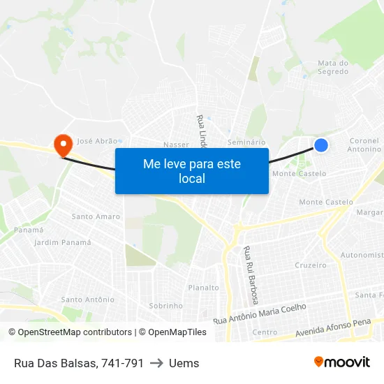 Rua Das Balsas, 741-791 to Uems map