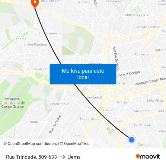 Rua Trindade, 509-633 to Uems map