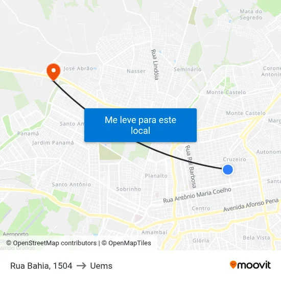 Rua Bahia, 1504 to Uems map