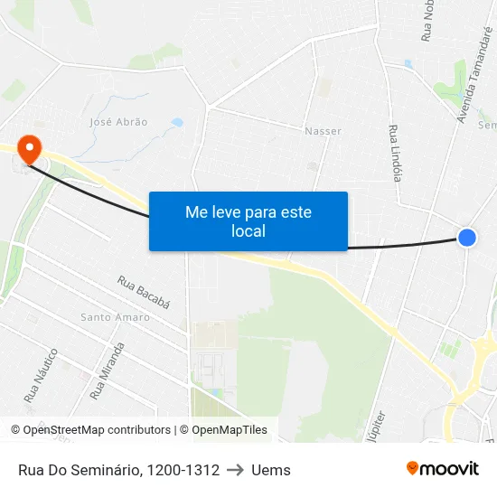 Rua Do Seminário, 1200-1312 to Uems map