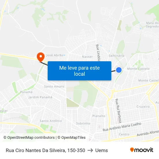 Rua Ciro Nantes Da Silveira, 150-350 to Uems map