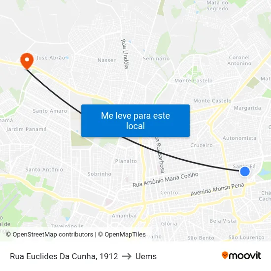 Rua Euclides Da Cunha, 1912 to Uems map