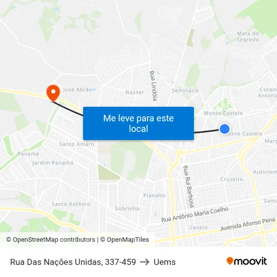 Rua Das Nações Unidas, 337-459 to Uems map