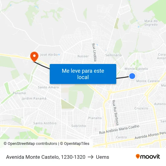 Avenida Monte Castelo, 1230-1320 to Uems map