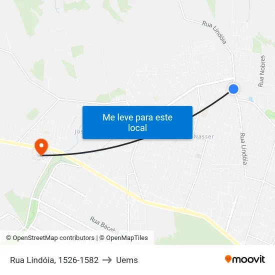 Rua Lindóia, 1526-1582 to Uems map