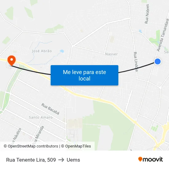 Rua Tenente Lira, 509 to Uems map
