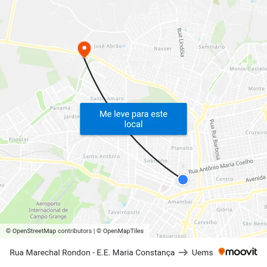 Rua Marechal Rondon - E.E. Maria Constança to Uems map