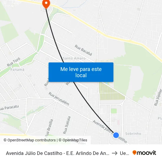 Avenida Júlio De Castilho - E.E. Arlindo De Andrade Gomes to Uems map