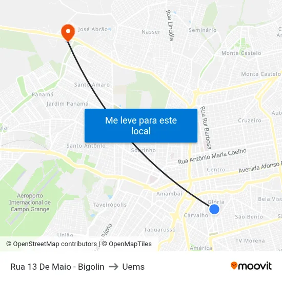Rua 13 De Maio - Bigolin to Uems map
