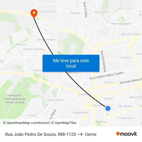 Rua João Pedro De Souza, 988-1120 to Uems map