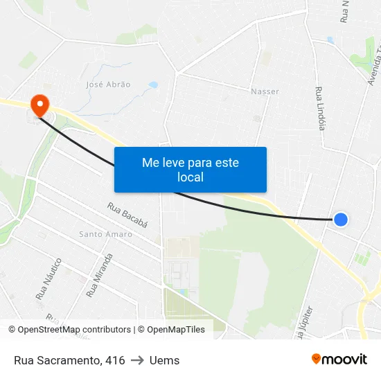 Rua Sacramento, 416 to Uems map