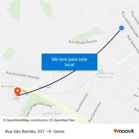 Rua São Ramão, 337 to Uems map