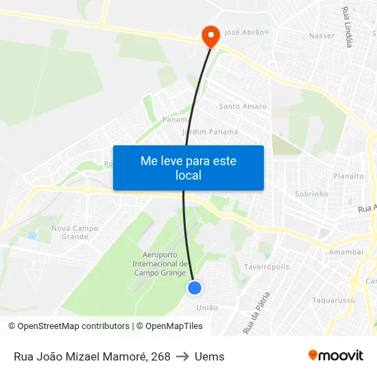 Rua João Mizael Mamoré, 268 to Uems map