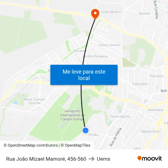 Rua João Mizael Mamoré, 456-560 to Uems map