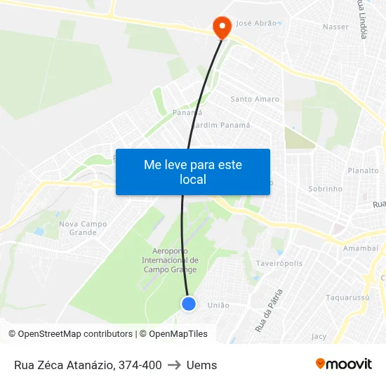 Rua Zéca Atanázio, 374-400 to Uems map