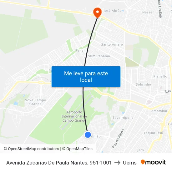 Avenida Zacarias De Paula Nantes, 951-1001 to Uems map