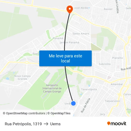 Rua Petrópolis, 1319 to Uems map