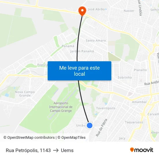 Rua Petrópolis, 1143 to Uems map