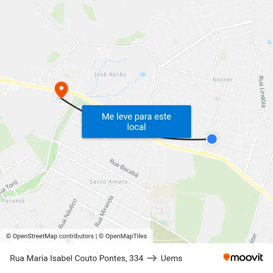 Rua Maria Isabel Couto Pontes, 334 to Uems map