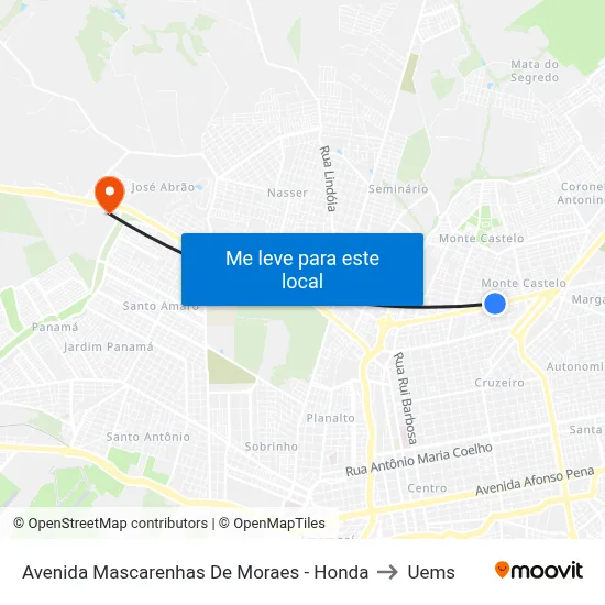 Avenida Mascarenhas De Moraes - Honda to Uems map