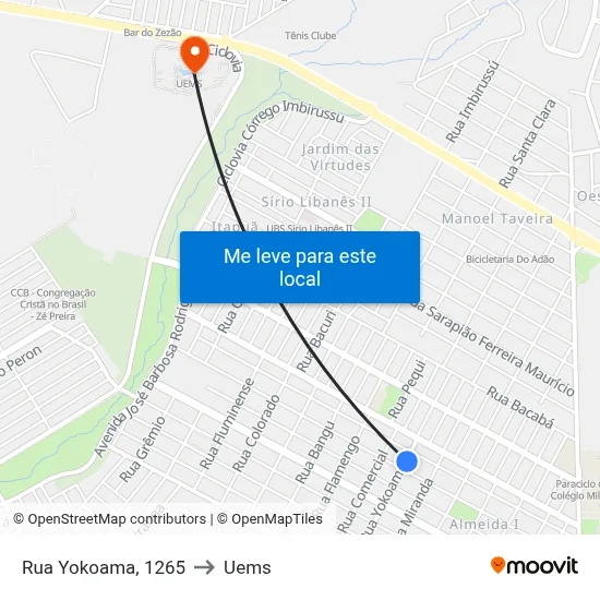 Rua Yokoama, 1265 to Uems map