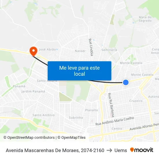 Avenida Mascarenhas De Moraes, 2074-2160 to Uems map