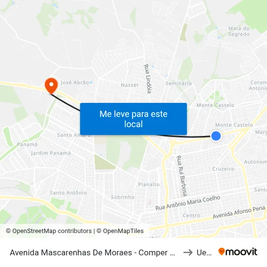 Avenida Mascarenhas De Moraes - Comper Ypê Center to Uems map