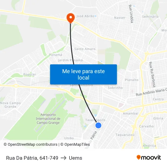 Rua Da Pátria, 641-749 to Uems map