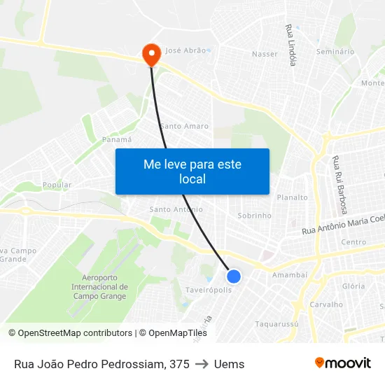 Rua João Pedro Pedrossiam, 375 to Uems map