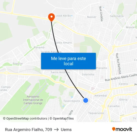 Rua Argemiro Fialho, 709 to Uems map