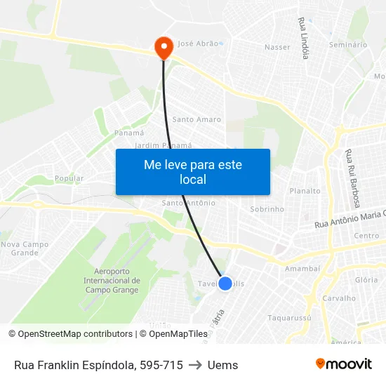 Rua Franklin Espíndola, 595-715 to Uems map
