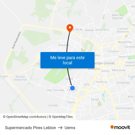 Supermercado Pires Leblon to Uems map