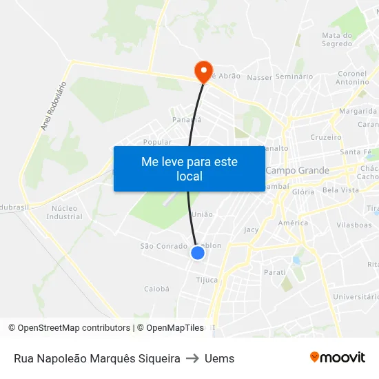 Rua Napoleão Marquês Siqueira to Uems map