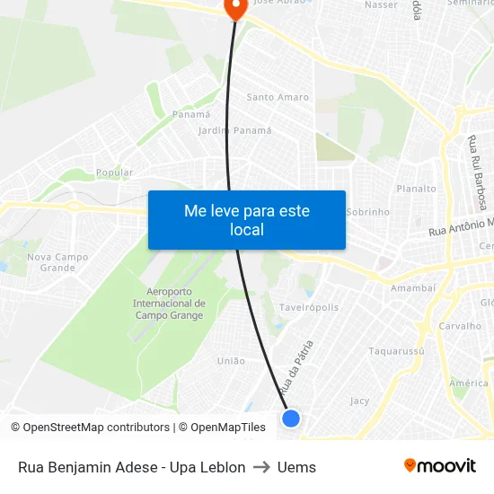 Rua Benjamin Adese - Upa Leblon to Uems map